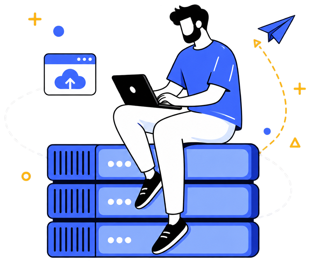 Developer working on high speed cloud servers